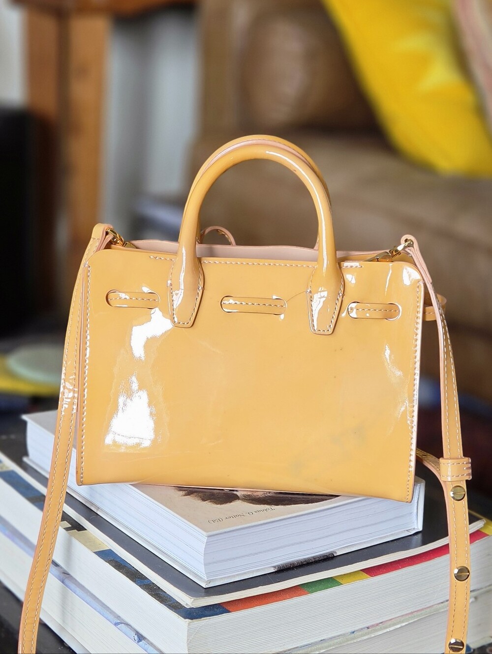 Mansur Gavriel Mini Mini Sun Rosa Patent Leather Crossbody Bag - Picture 2 of 9